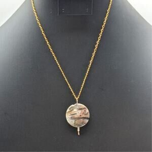 14K Gold Filled Agate Stone Pendant Chain 16.5" Necklace
